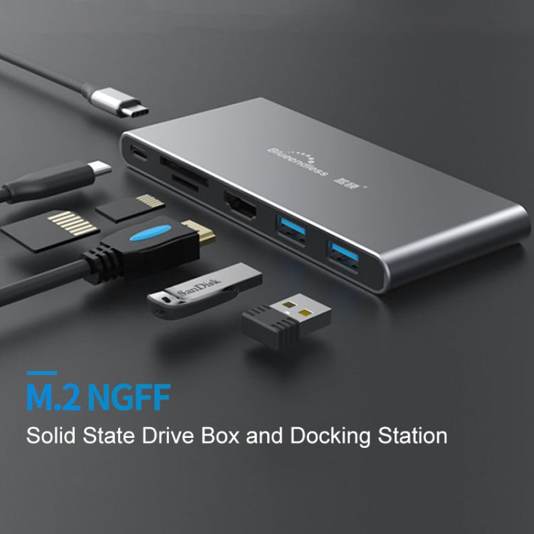 Blueendless 6 In 1 Multi-function Type-C / USB-C HUB Expansion Dock M.2 NGFF Solid State Drive Eurekaonline