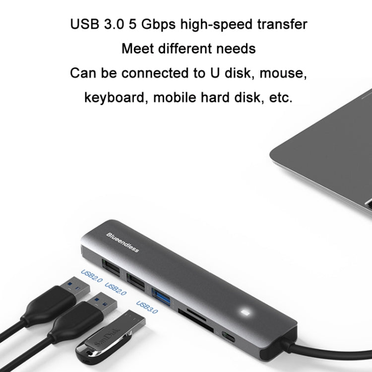 Blueendless Type-C+USB 3.0/2.0+HDMI4K HUB, Specification: 5 in 1 Eurekaonline