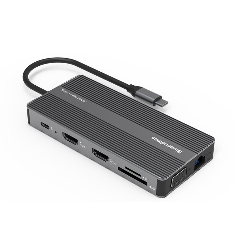 Blueendless Type-C+USB 3.0/2.0+VGA+3.5mm Audio Interface HUB(12 in 1) Eurekaonline