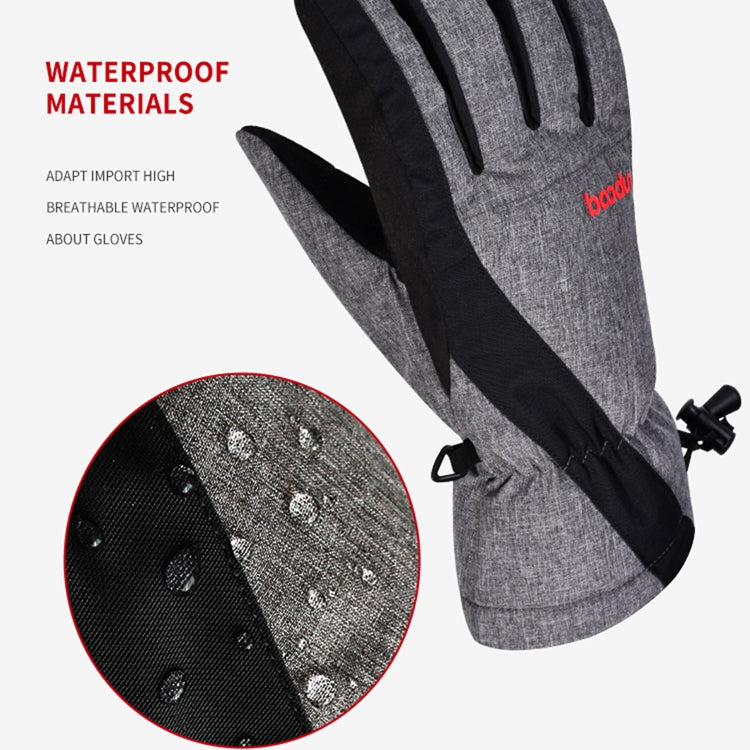 Boodun Five-Finger Ski Gloves Windproof Waterproof Finger Touch Screen Keep Warm Gloves, Size: L(Black) Eurekaonline