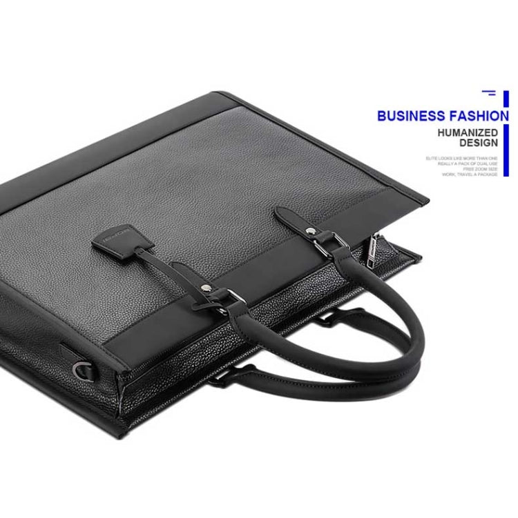 Bopai 11-98811 Leather Business Large-capacity Laptop Handbag Messenger Briefcase(Black) Eurekaonline