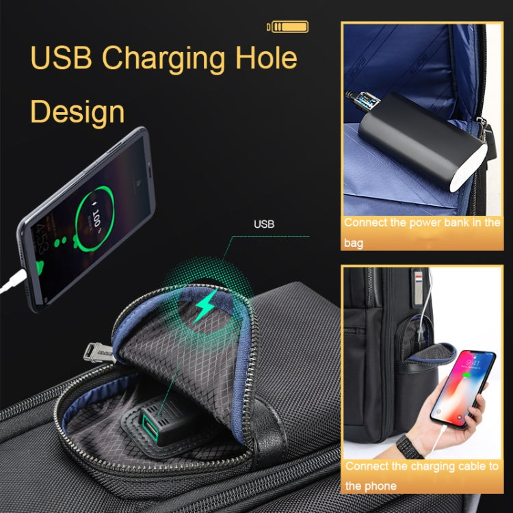 Bopai 61-86611 Multifunctional Wear-resistant Anti-theft Laptop Backpack with USB Charging Hole(Black) Eurekaonline