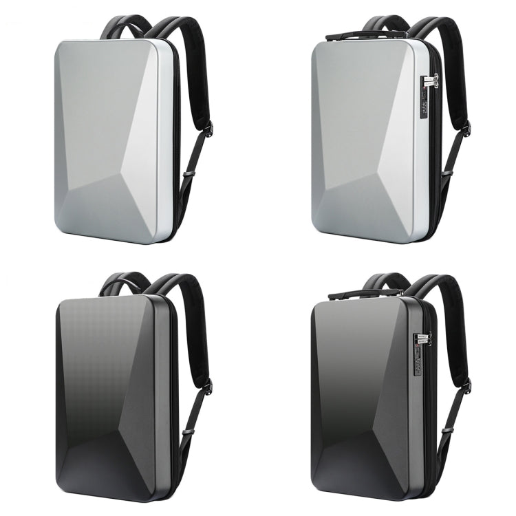 Bopai 61-93318A Hard Shell Waterproof Expandable Backpack with USB Charging Hole, Spec: Password (Silver) Eurekaonline