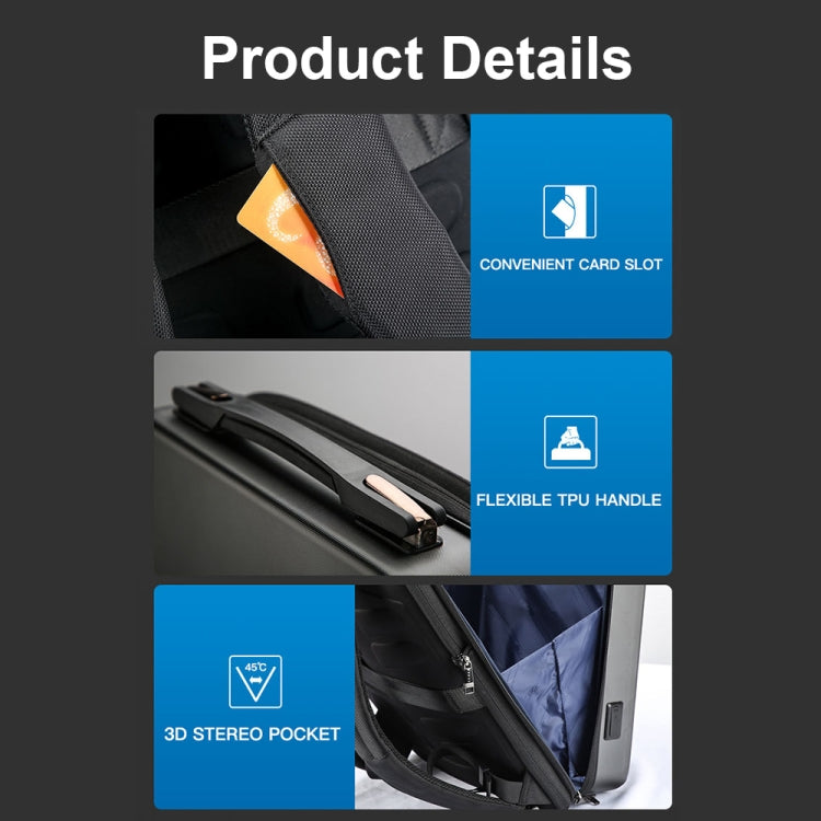 Bopai 61-93318A Hard Shell Waterproof Expandable Backpack with USB Charging Hole, Spec: Regular (Black) Eurekaonline