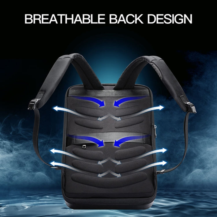 Bopai 61-93318A Hard Shell Waterproof Expandable Backpack with USB Charging Hole, Spec: Regular (Black) Eurekaonline