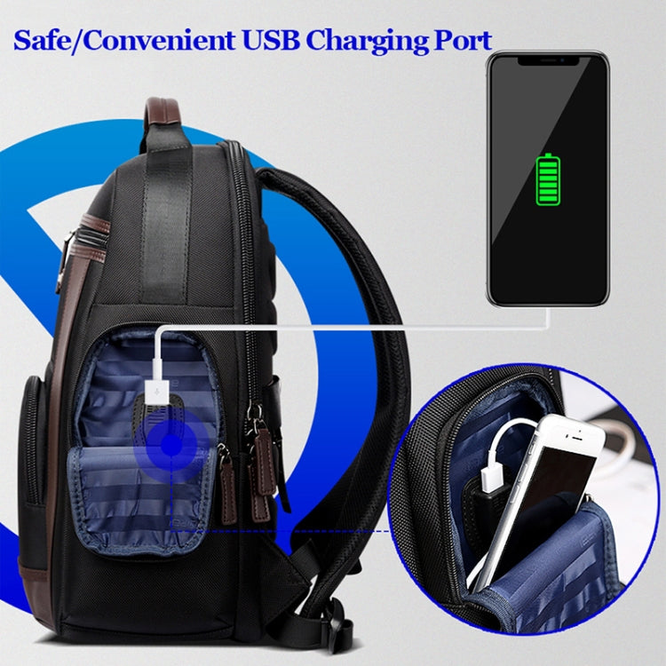 Bopai 851-008821 Outdoor Breathable Waterproof Anti-theft Large Capacity Double Shoulder Bag,with USB Charging Port, Size: 36x17x41.5cm (Black) Eurekaonline