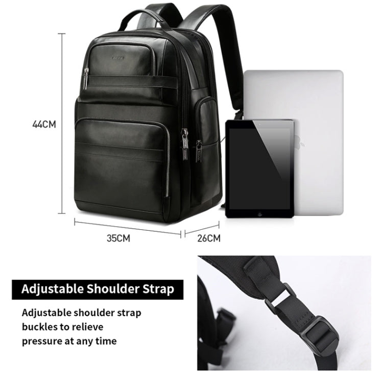 Bopai 851-01981A Top-grain Leather Business Travel Anti-theft Man Backpack, Size: 35x26x44cm Eurekaonline