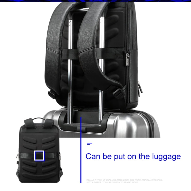 Bopai 851-036611 Large Capacity Top-grain leather Business Breathable Man Backpack, Size: 30x12x43cm(Black) Eurekaonline