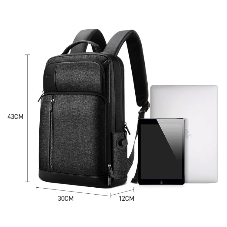 Bopai 851-036611 Large Capacity Top-grain leather Business Breathable Man Backpack, Size: 30x12x43cm(Black) Eurekaonline