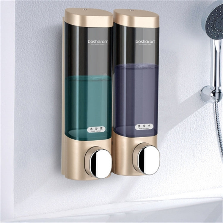 Bosharon Shampoo Shower Gel Box Household Hand Sanitizer Box Bathroom Wall-mounted Punch-free Double-head Soap Dispenser, Style:Double Grid(Gold) Eurekaonline