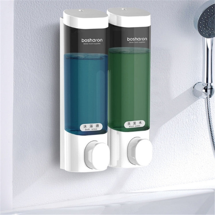 Bosharon Shampoo Shower Gel Box Household Hand Sanitizer Box Bathroom Wall-mounted Punch-free Double-head Soap Dispenser, Style:Double Grid(White) Eurekaonline