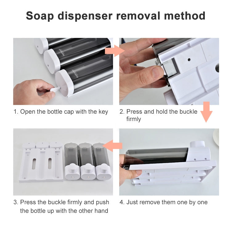 Bosharon Shampoo Shower Gel Box Household Hand Sanitizer Box Bathroom Wall-mounted Punch-free Double-head Soap Dispenser, Style:Double Grid(White) Eurekaonline