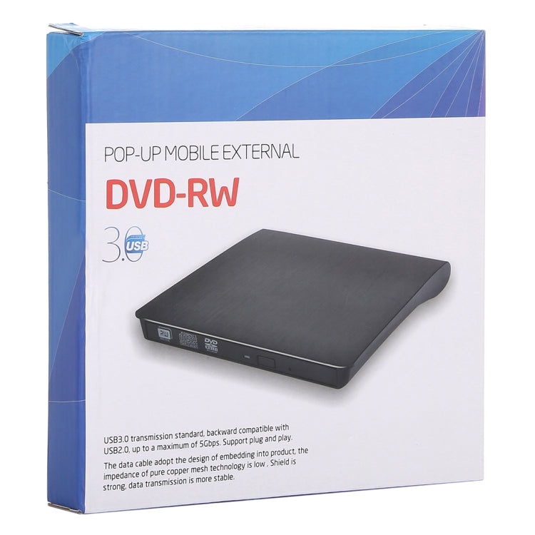 Brushed Texture USB 3.0 POP-UP Mobile External DVD-Rw DVD / CD Rewritable Drive External ODD & HDD Device Eurekaonline