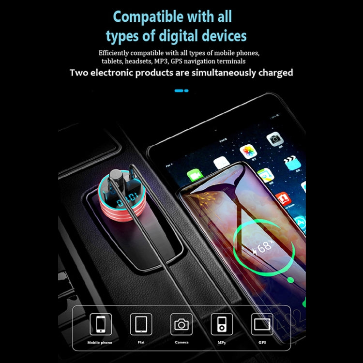 C1 Multifunctional Car Dual USB Charger MP3 Music Player Bluetooth FM Transmitter (Black) Eurekaonline