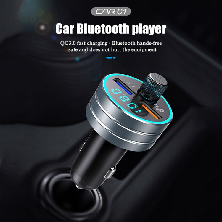 C1 Multifunctional Car Dual USB Charger MP3 Music Player Bluetooth FM Transmitter (Black) Eurekaonline