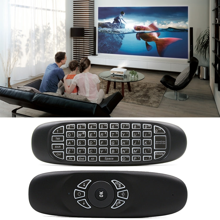 C120 Back-light Air Mouse 2.4GHz Wireless Keyboard 3D Gyroscope Sense Android Remote Controller for PC, Android TV Box / Smart TV, Game Devices Eurekaonline