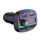 C14 Multifunctional Car Dual QC3.0+PD18W USB Charger Bluetooth FM Transmitter with Atmosphere Light Eurekaonline