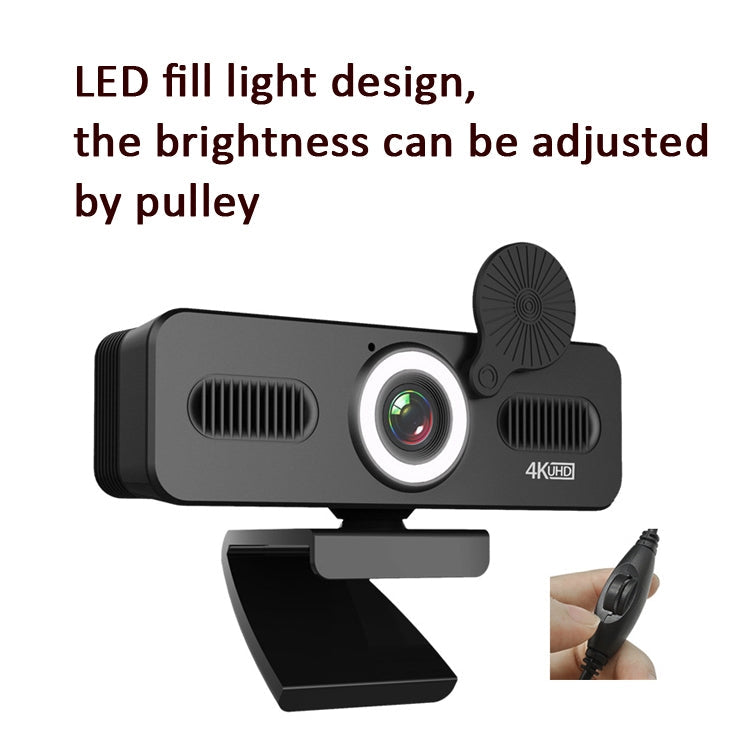 C360 4K  Network High-Definition Computer Camera Drive-Free Beautifying Light Camera with Omnidirectional Microphone, Cable Length: 1.8m Eurekaonline