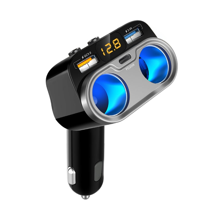 C47PQ Car Cigarette Lighter + Dual USB + Type-C Car Charger(Black) Eurekaonline