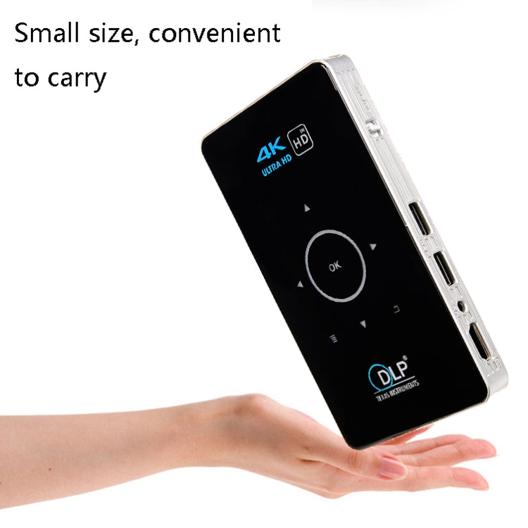 C6 1G+8G Android System Intelligent DLP HD Mini Projector Portable Home Mobile Phone Projector， EU Plug (Black) Eurekaonline