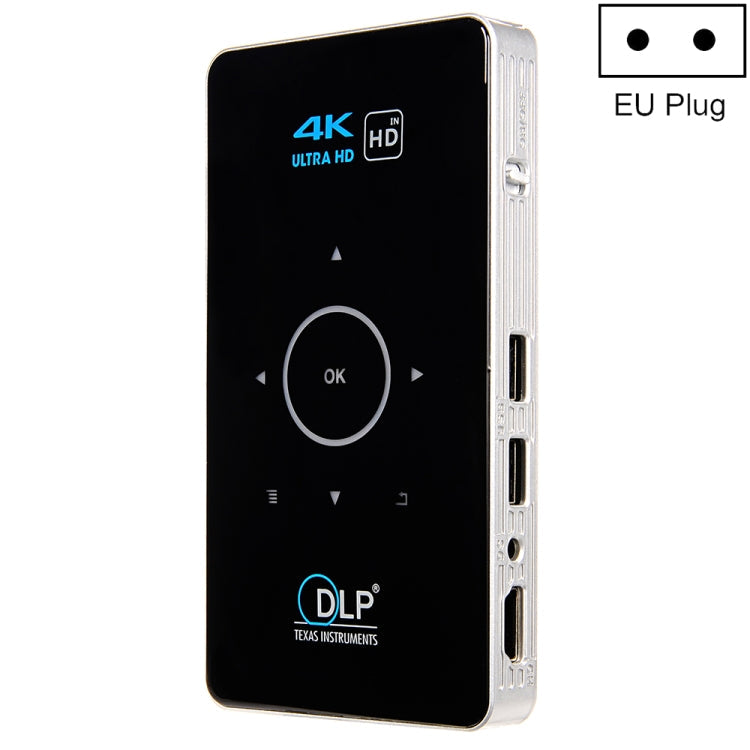 C6 2G+16G Android Smart DLP HD Projector Mini Wireless Projector， EU Plug (Black) Eurekaonline