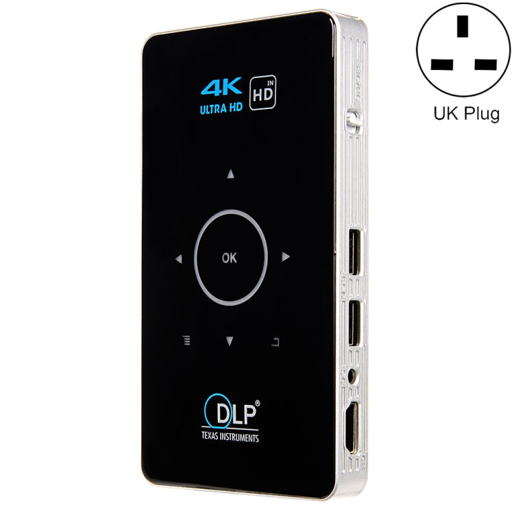 C6 2G+16G Android Smart DLP HD Projector Mini Wireless Projector， UK Plug (Black) Eurekaonline