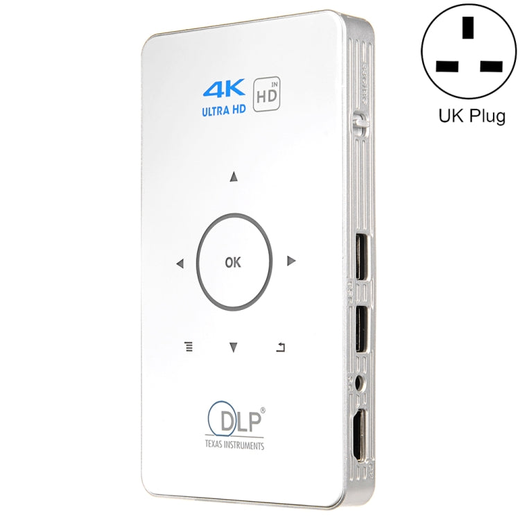 C6 2G+16G Android Smart DLP HD Projector Mini Wireless Projector， UK Plug (White) Eurekaonline