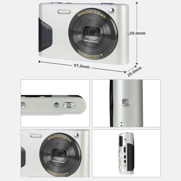 C8 4K  2.7-inch LCD Screen HD Digital Camera Retro Camera,Version: 48W Upgraded Version White Eurekaonline