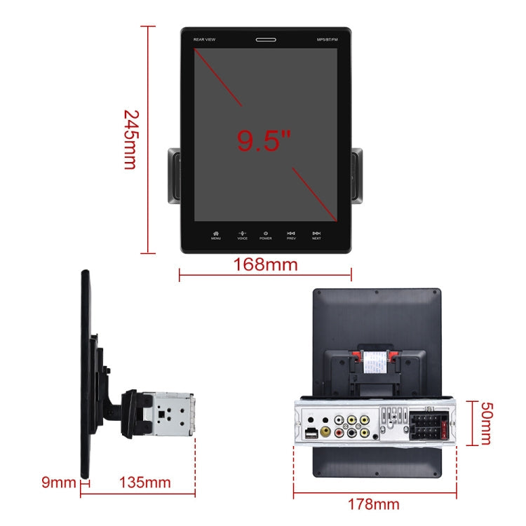 C800 9.5 Inch MP5 Single Butt Carplay Player, Style: Standard+12 Light Camera Eurekaonline