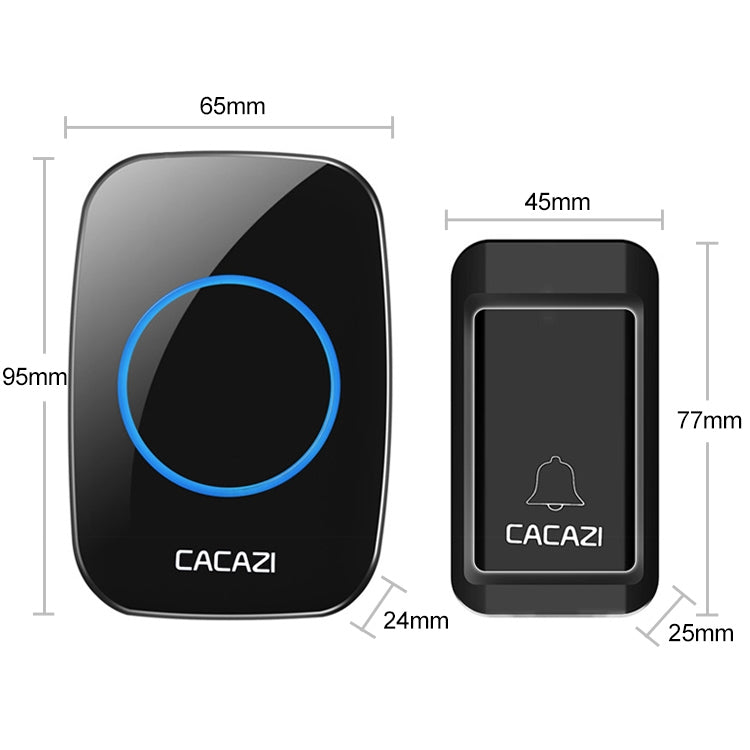 CACAZI A10G One Button Three Receivers Self-Powered Wireless Home Cordless Bell, UK Plug(Black) Eurekaonline