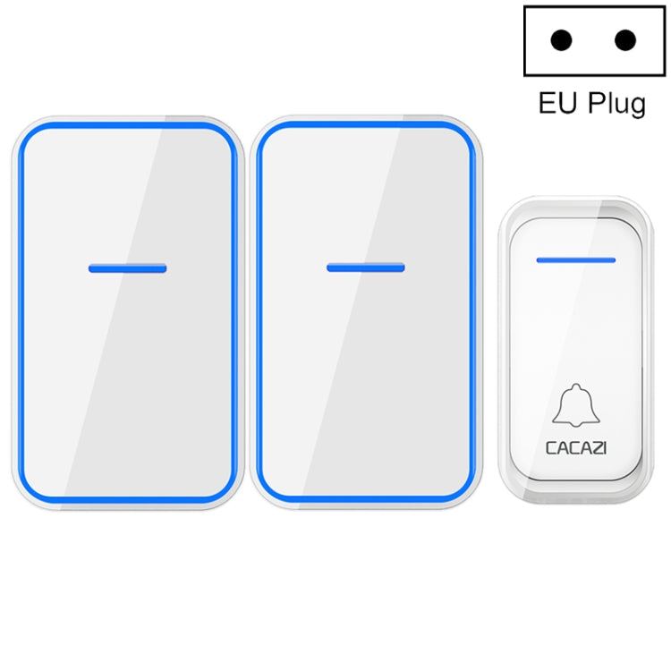 CACAZI A68-2 One to Two Wireless Remote Control Electronic Doorbell Home Smart Digital Wireless Doorbell, Style:EU Plug(White) Eurekaonline