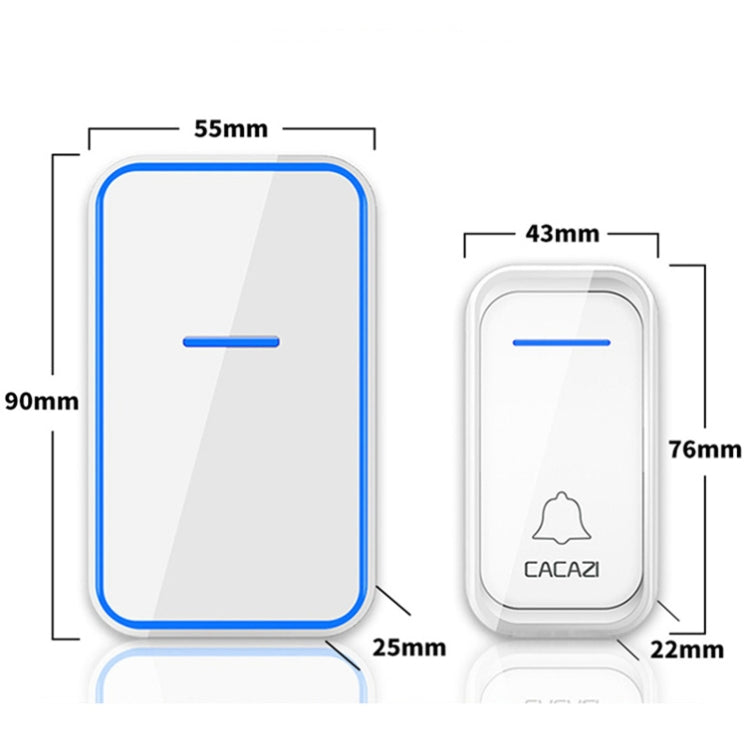 CACAZI A68-2 One to Two Wireless Remote Control Electronic Doorbell Home Smart Digital Wireless Doorbell, Style:EU Plug(White) Eurekaonline