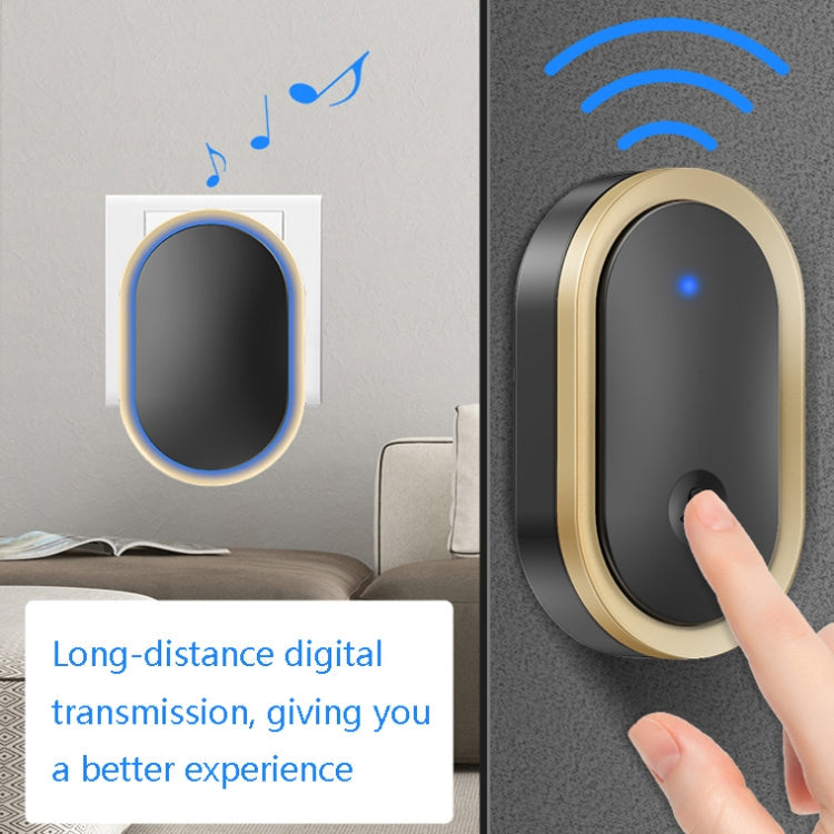 CACAZI A99 Home Smart Remote Control Doorbell Elderly Pager, Style:EU Plug(Golden) Eurekaonline