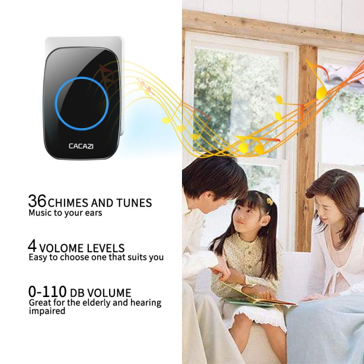 CACAZI H10 1 For 2 Home Wireless Music Doorbell without Battery, Plug:EU Plug(White) Eurekaonline