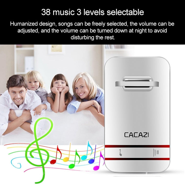 CACAZI V027G One Button Three Receivers Self-Powered Wireless Home Kinetic Electronic Doorbell, UK Plug Eurekaonline