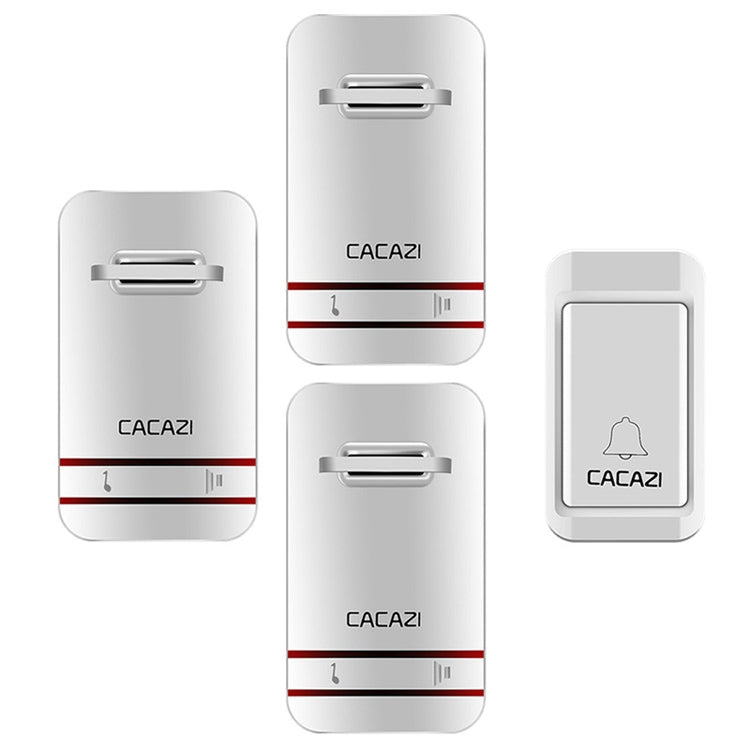 CACAZI V027G One Button Three Receivers Self-Powered Wireless Home Kinetic Electronic Doorbell, UK Plug Eurekaonline