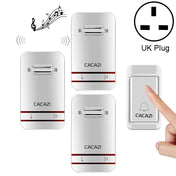 CACAZI V027G One Button Three Receivers Self-Powered Wireless Home Kinetic Electronic Doorbell, UK Plug Eurekaonline