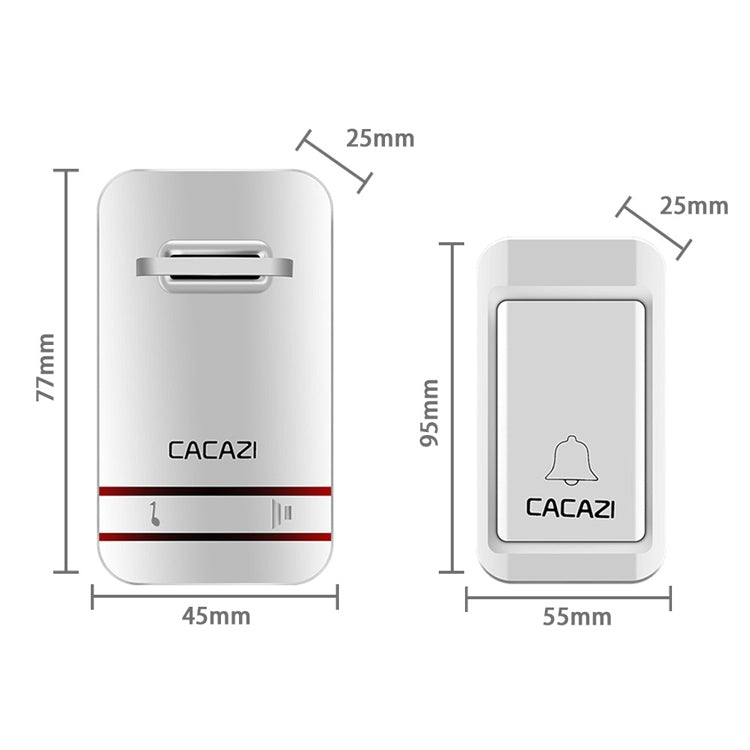 CACAZI V027G One Button Three Receivers Self-Powered Wireless Home Kinetic Electronic Doorbell, UK Plug Eurekaonline