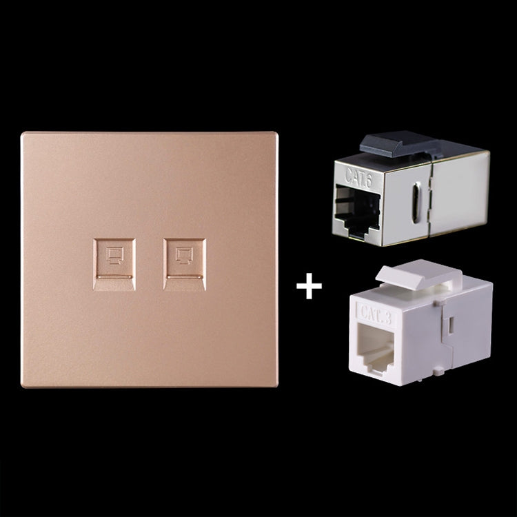 CAT.6 Shielded Pass-through Network Module, Dual Ports Panel + Shielded Pass-through + Telephone Socket (Gold) Eurekaonline