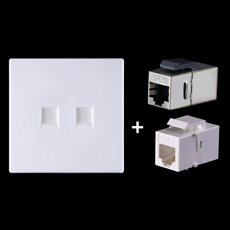 CAT.6 Shielded Pass-through Network Module, Dual Ports Panel + Shielded Pass-through + Telephone Socket(White) Eurekaonline