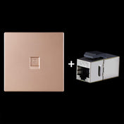 CAT.6 Shielded Pass-through Network Module, Single Port Panel + Shielded Pass-through (Gold) Eurekaonline