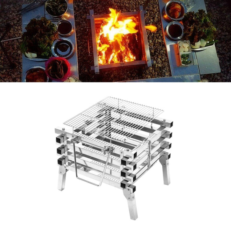CF-723 All Stainless Steel Camping Folding Portable Barbecue Grill Charcoal Grill Wood Stove Eurekaonline