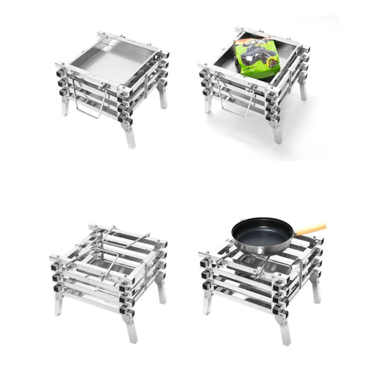 CF-723 All Stainless Steel Camping Folding Portable Barbecue Grill Charcoal Grill Wood Stove Eurekaonline