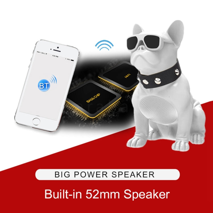 CH-M10 Bulldog Shape Stereo Wireless Bluetooth Speaker, Support TF Card / U Disk / FM(White) Eurekaonline