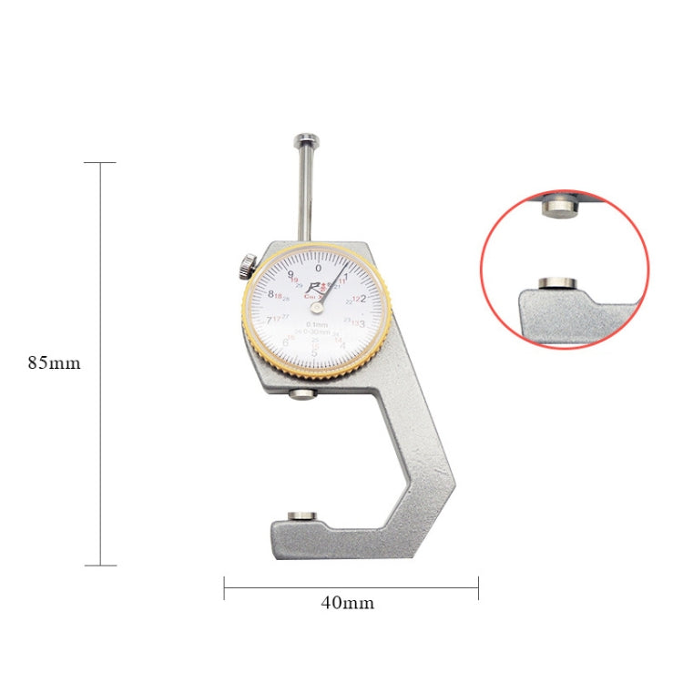 CHIXI Handheld Thickness Gauge Paper Thickness Gauge, Specification: Mid-range 0-30mm Flat Head Eurekaonline