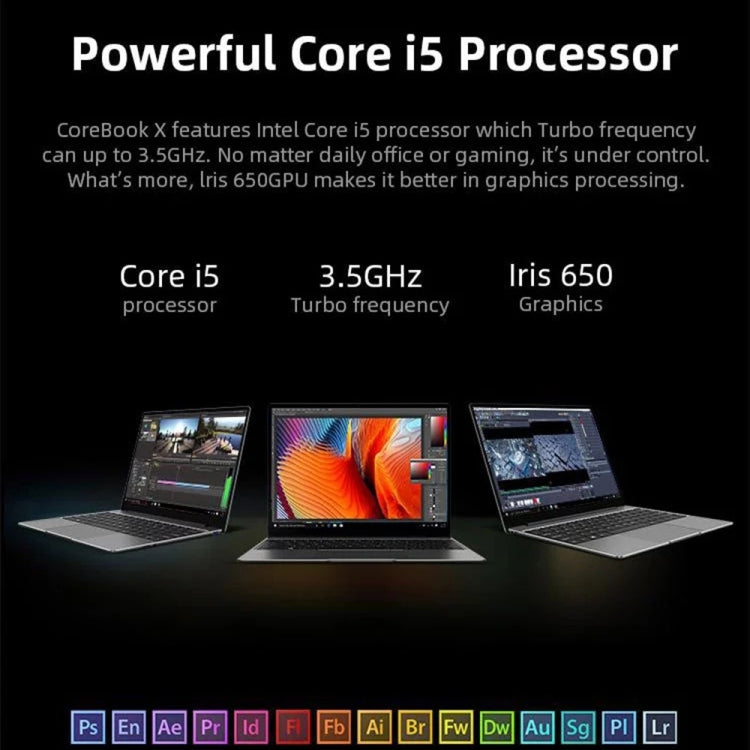 CHUWI CoreBook X Laptop, 14 inch, 8GB+512GB, Windows 10 Home, Intel Core i5-8259U Quad Core 2.3GHz-3.8GHz, Support Dual Band WiFi / Bluetooth / TF Card Extension (Dark Gray) Eurekaonline