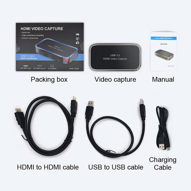 CK200 1080P HDMI + Microphone to HDMI + Audio + USB 3.0 HD Video Capture Card Device, Support UVC / UAC / MAC Eurekaonline