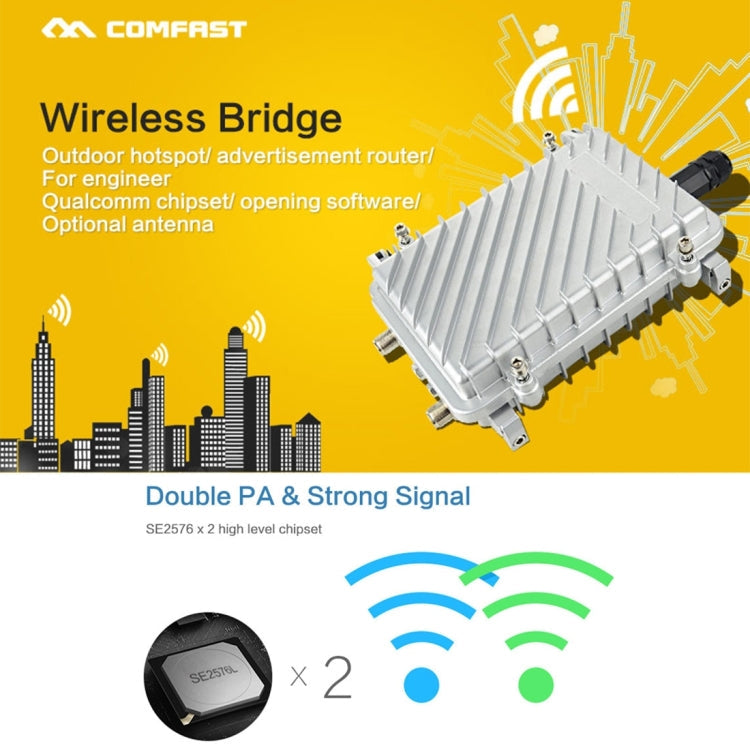 COMFAST CF-WA700 Qualcomm AR9341 300Mbps/s Outdoor Wireless Network Bridge with Dual Antenna 48V POE Adapter & AP / Router Mode, Classfication Function, 85 Devices Connecting Synchronously Eurekaonline