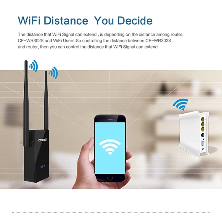 COMFAST CF-WR302S RTL8196E + RTL8192ER Dual Chip WiFi Wireless AP Router 300Mbps Repeater Booster with Dual 5dBi Gain Antenna, Compatible with All Routers with WPS Key Eurekaonline