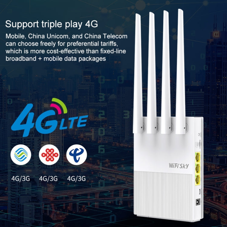 COMFAST WS-R642 300Mbps 4G Household Signal Amplifier Wireless Router Repeater WIFI Base Station with 4 Antennas, European Edition EU Plug Eurekaonline